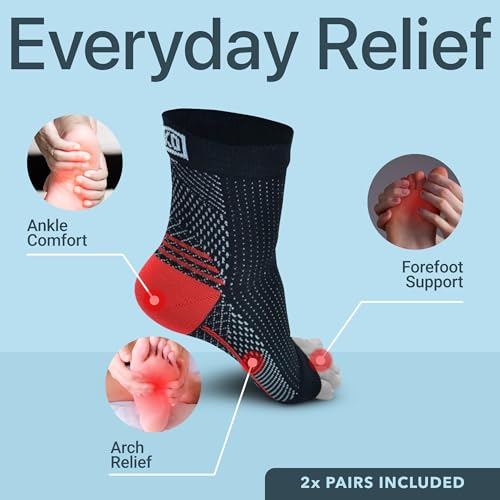 Atlecko 12-Piece Plantar Fasciitis Socks Kit, 2 PAIRS & Accessories - Compression Foot Sleeves, Arthritis Pain Relief, Ankle Support Brace Men & Women4