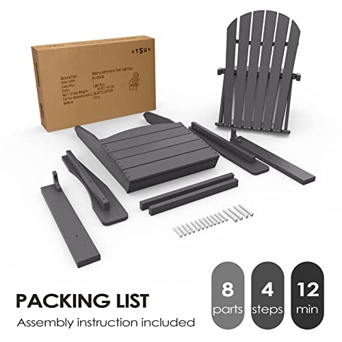 Otsun Adirondack Chair, Large Lawn Chair, Outdoor Chair With Durability And Weather Resistance, Hdpe Patio Chair For Yard, Porch, Garden, Deck, Swimming Pool, Grey #TOP4