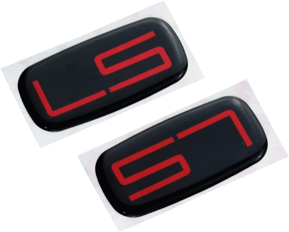 Image of Pair Set LS Cab Emblems 3D Badge Logo Nameplate Sticker Roof Pillar Replacement for LS 15036135 Pickup Truck SUV (Red)