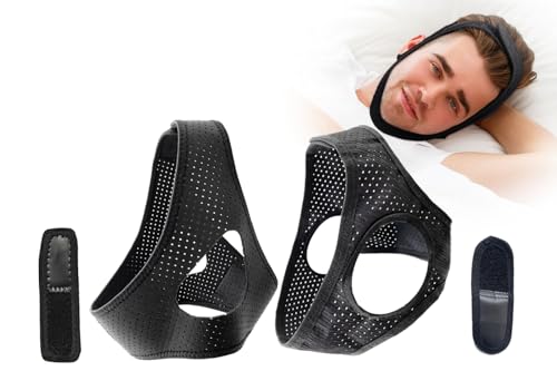 RUIHANXING Sleep Chin Strap, Snoring Chin Strap, Adult and Child Breathing Adjustment Anti-snoring Chin Strap, Suitable for Various Head girds, Black - 2 Pack