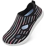 LeIsfIt Womens Diabetic Shoes Extra Wide Barefoot Walking Shoes for Swollen Arthritis Edema Feet Fully Adjustable Zero Drop Sneakers Black Color Size 8.5