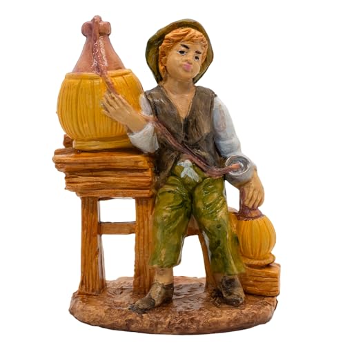 VILLAGE GIFT IMPORTERS Nativity Villager Filling Wine Bottles | Bethlehem Character for Christmas Creche Scene | 4