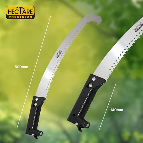 Image of HECTARE Q'neck Pruning Saw - Precision Branch Cutter with Stainless Steel Blade & Plastic Handle for Efficient Gardening & Tree Trimming, Silver & Black