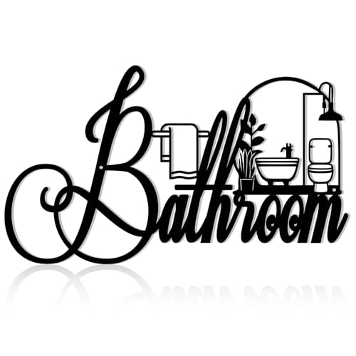 Black Metal Bathroom Wall Decor Farmhouse Funny Bathroom Sign for Modern Home Hanging Decorations Metal Bath Art 15 X 8.6in