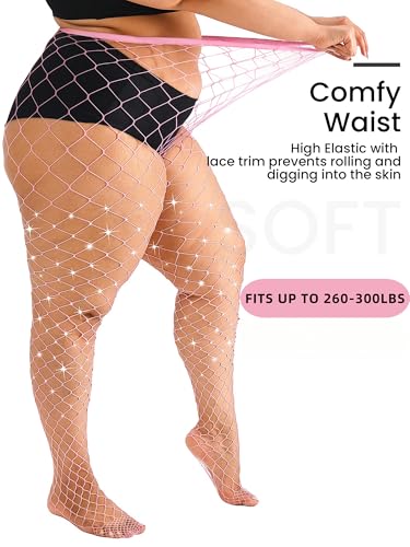 Image of Plus Size Fishnet tights Glitter stockings Sparkly Pantyhose Leggings for women-Big Mesh