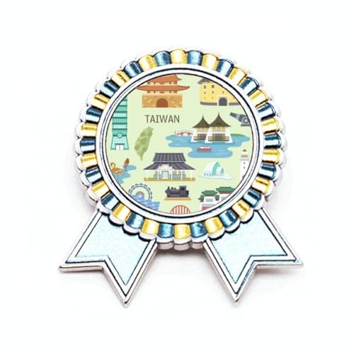 Broche voyage Chine Taïwan Temple Confucius métal badge souvenir Asie M