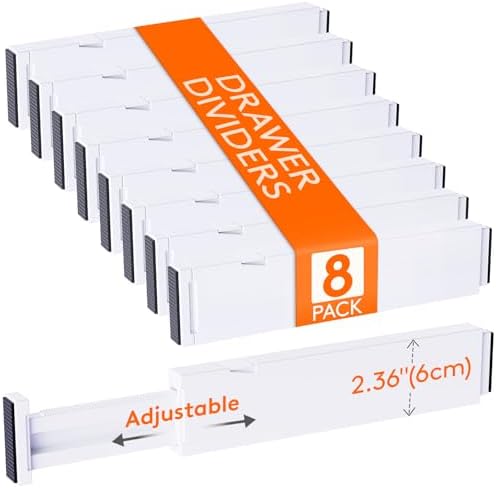 Lifewit 8 Pack 2.36" High Drawer Dividers 28-43.5cm/11-17" Adjust...