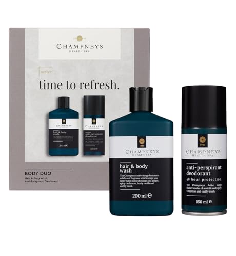 Champneys Body Duo, Anti-Perspirant Deodorant 150 ml, Hair & Body Wash 200 ml