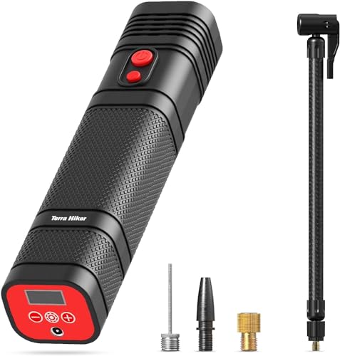 Terra Hiker 12 V Cordless Tire Inflator, Rechargeable Handheld Air Compressor, Portable Digital Tire Inflator, Mini Tire Pump with Pressure Gauge, for Cars, Motorcycle and Bicycles