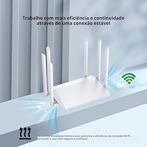Roteador WiFi 5G Gigabit - Sinal Ultra Forte com 6 Antenas de 5dB, 3 Modos (Roteador/AP/Repetidor),