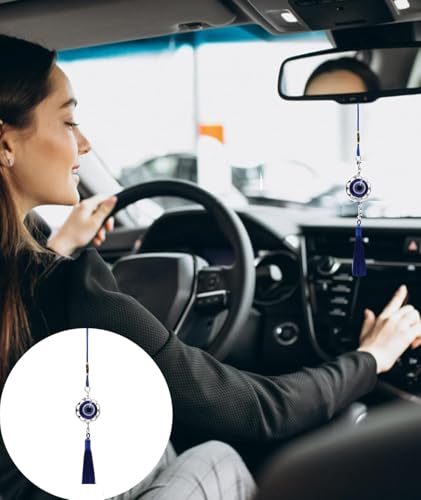 Image of Decorative Blue Evil Eye Circle Wall Hanging for Home Entrance Door Car Dashboard Office Hall Nazar Battu Pendant Ornament Good Luck and Prosperity Decoration Gift Items