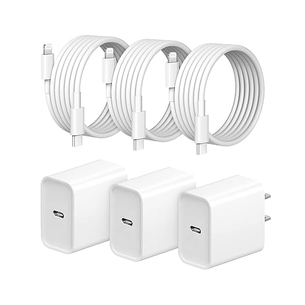 iPhone Fast Charger 3+3Pack 20W USB C Wall Charger with 6FT Fast Charging Cable Compatible with iPhone 14/13/12/11/Pro/Pro Max