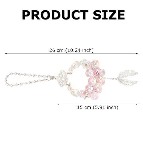 Image of Crystal Ball Car Rear View Mirror Hanging Charms Pendant Lucky Hanging Ornament Car Interior Decorations, Pink