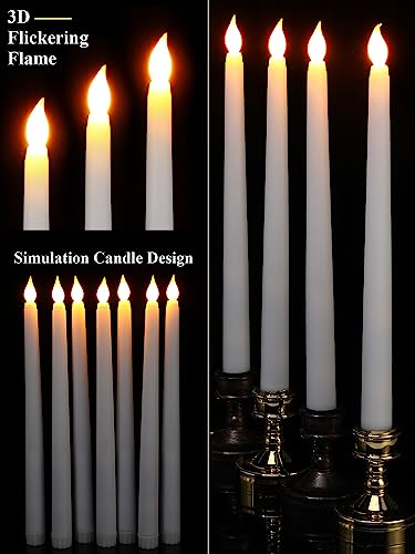 Image of Treela 24 Pcs Flameless Taper Candles Battery Operated ulkB Fake Candles Light LED Candle Sticks Flickering Tapered for Wedding Anniversary Holiday Decoration(Basic,11 Inch,White)