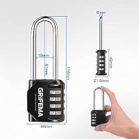 GRIFEMA GA1002 Zahlenschloss 4 Stellig 2 Pack Langer Bügel Schwarz – Ansicht 2