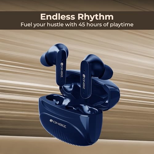 Image of Premium & Stylish True Wireless Earbuds, Bluetooth 5.4, 45 Hour Playback, 10mm Drivers, Type-C Charging (Navy Blue)