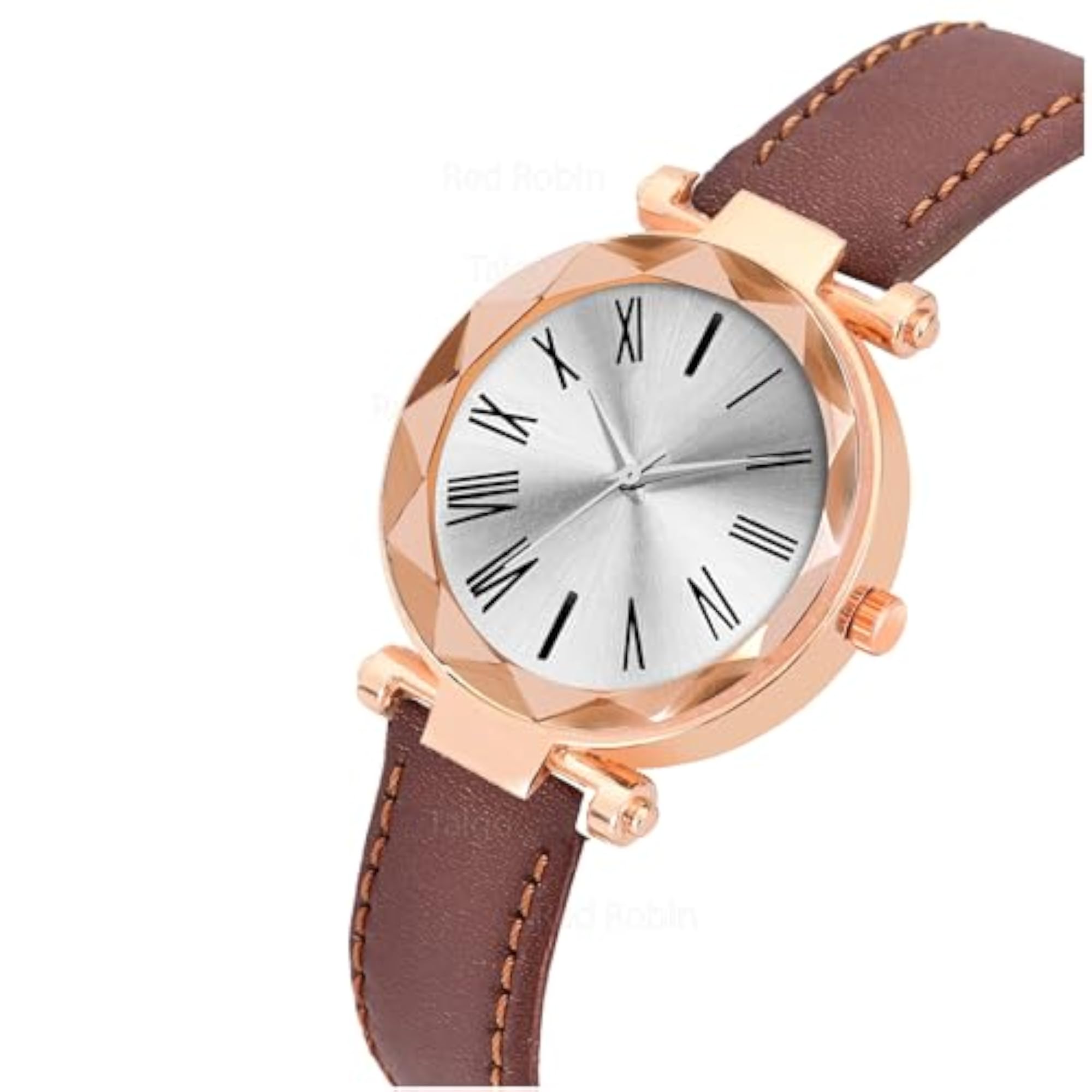 Women's Elegant Analog Watch, Stylish Brown Strap
