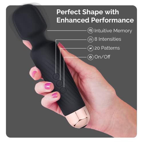 Vibrator Wand Sex Toys [Clit Stimulator Vibrators] Vibrator For Her | Sex Toy | Personal Wand Massager | 20 Patterns & 8 Speeds Of Pleasure | Quiet & Small | Female Adult Toys (Black) #TOP4