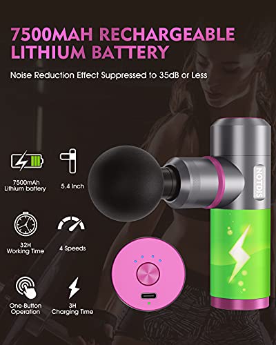 Mini Massage Gun, All Metal Muscle Massage Gun, [Extra Long Standby] 7500Mah Pocket Size Super Silent Deep Tissue Massager. Suitable For Work, Fat Loss, Post-Workout Recovery And Muscle Pain Relief #TOP3