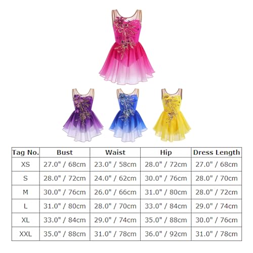 Odasdo 65502 Womens Ice Figure Skating Dress, Adult Ballet Dance Leotards Rhythmic Gymnastics Bodysuit Sequin Embroidery Gradient Chiffon Flowy Skirt Competition Custumes Performance Dancewear Purple M thumb #6