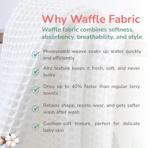 Image of TIDY SLEEP Waffle Design Baby Bath Towel - Ultra Soft, Highly Absorbent Whimsy Magic