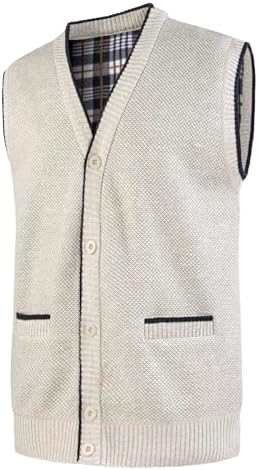 Yukirtiq Gebreid mouwloos vest voor heren met ritssluiting V-hals gilet