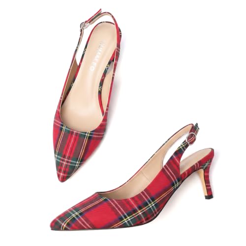 Image of NUMALEO Slingback Heels for Women Pointed Close Toe Kitten Heels Patent Pumps Dress Party Comfy Heeled Sandals Stiletto 2.5 Inch Dress Shoes