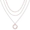 Poxtex Layered Gold Necklaces for Women, Stackable Dainty 14K Gold Silver Plated Trendy Simple Heart Diamond Cross Bow Circle Pendant Paperclip Choker Dot Chain Necklace,Jewelry Set Gifts for Women