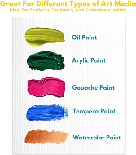 Image of Cotton Canvas Board for Oil Acrylic Painting Set (2X(5x7, 8x10, 9x12, 10x14) Multi Pack, Primed White Blank- Artist Canvas Boards for Painting, ((Total 8 PC (2X(5x7, 8x10, 9x12, 10x14)))