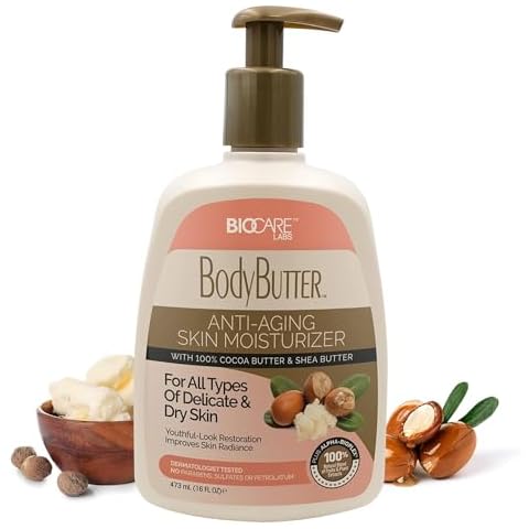 Biocare Body Butter - Infused with Cocoa Butter & Shea Butter plus Alpha-Bioplex for Youthful-Looking, Radiant Complexion, Hydrated, Smoother, Firmer Skin - Without Paraben and Sulfate -16 Oz Cover