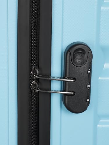 Image of Teakwood Unisex Trolley Bag for Travel, Hard Cabin Trolley Suitcase Bag, Numver Lock System 360 Degree 8 Rotating Wheels | Set of 3 (55, 65, 76 CM, Sky Blue)