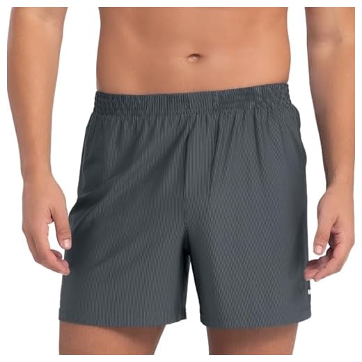 MASH Samba Canção Cueca Masculina Risca de Giz Microfibra de Poliamida Cós Elástico, Cinza Chumbo, G