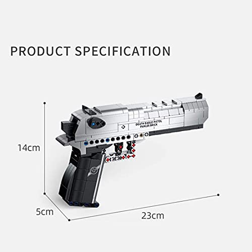 AUCCGL Technik Gewehr Bausteine, 360 Teile Desert Eagle-Pistole Bausatz mit Schussfunktion, Militärische Waffen Bauset… – Bild 3