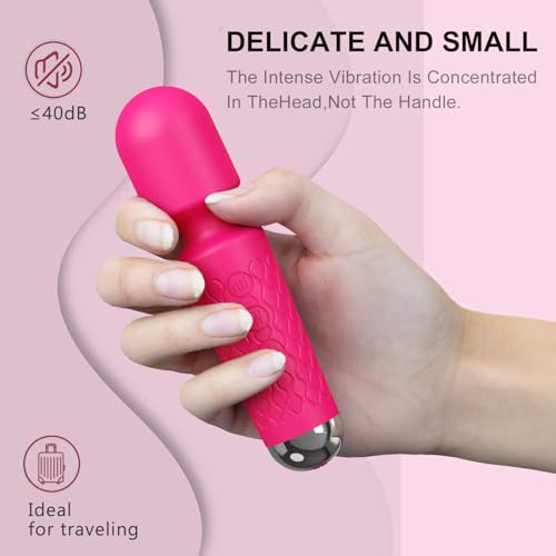 Image of Personal Mini Massager, Handheld Wand Massager - Powerful Vibration Massager - Perfect for Travel Stress Relief, Relieves Back, Legs and Lumbar Muscles (Rose Red)