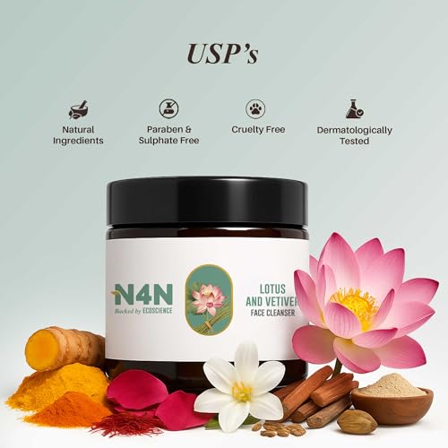 Image of N4N No soap powder Face Cleanser | With Lotus & Vetiver | For Fresh & Glowing Skin, Deep Cleanses | Dirt Removal | For Normal, Dry & Oil Skin | Paraben Free | 75 g