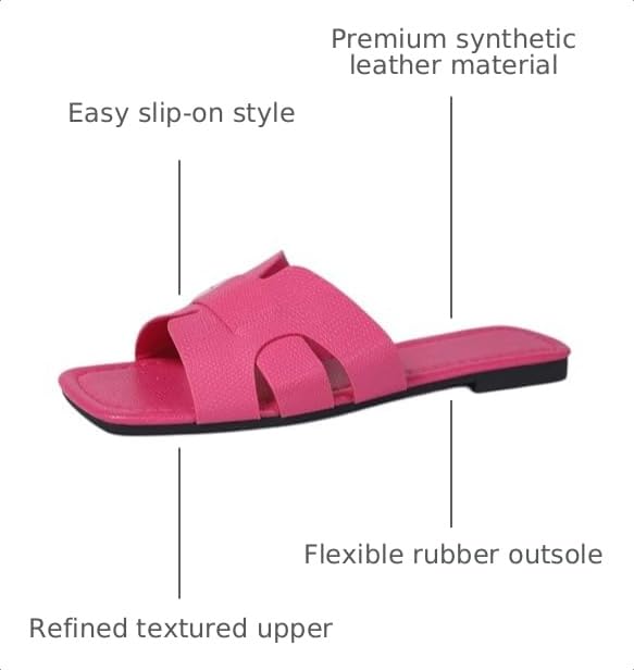 Image of Women's Dressy Casual Flat Sandals, Elegant Comfortable Slip-On Slides with Textured Upper, Versatile Dressy Style for Everyday Wear