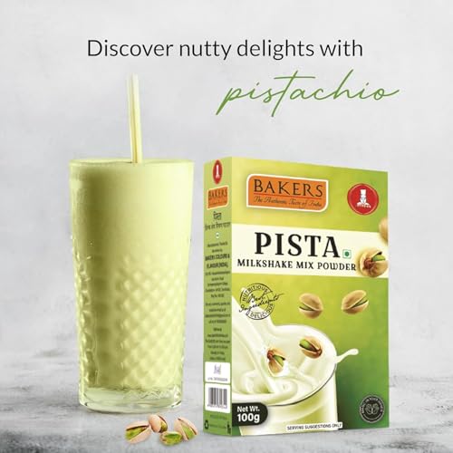 Image of BAKERS Milk Shake Mix Powder - Pista Flavor (100g x 4, 400g) | Instant Thick & Creamy Shake Mix | Rich & Delicious Dessert Drink | Ready to Mix with Milk | No Preservatives |Ready in 30 Sec