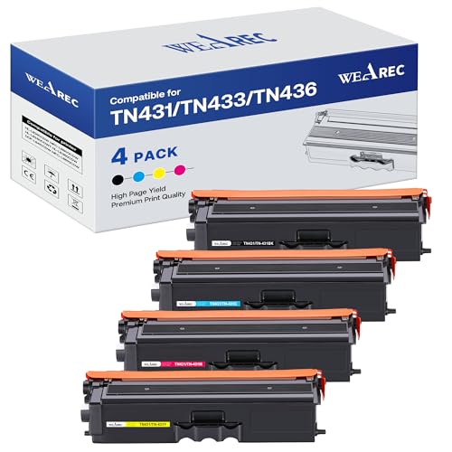 TN431 Compatible Replacement for Brother TN-431 TN433 TN-433 TN436 TN-436 Toner Cartridges for Brother HL-L8260CDW HL-L8360CDW MFC-L8610CDW MFC-L8900CDW MFC-L8690CDW Printer 4 Pack