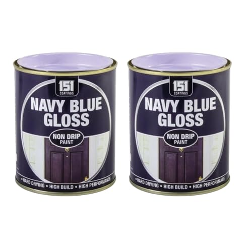 PRICE BEATER Navy Blue Gloss Non-Drip Paint, Hard Drying, Non-Cracking, High Performance, Easy To Use, Vibrant Colour, Ideal Use On Wood, Metal, And Concrete, 300ml (2pcs)