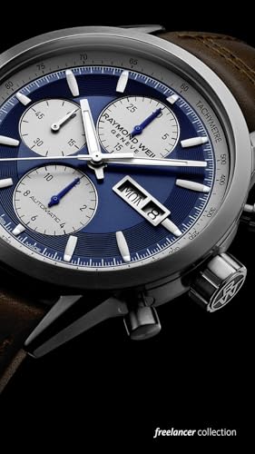 RAYMOND WEIL Freelancer Men's Chronograph Watch, Blue Dial Brown Leather, 48 Hour Power Reserve, 42 mm (Model: 7732-TIC-50421)2