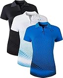 jeansian 3 Packs Damen Sport Poloshirt Polo Tee Shirt Tshirt T-Shirt Kurzarm Golf Tennis Badminton Dry Fit SWT251 PackC M
