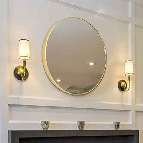 dapai 36 inch Circle Wall Mirror, Large Round Brushed French Gold Metal Framed, 1-9/16" Deep Rim, Deluxe Design for Bathroom, Living Room, Dining Room, Entryway