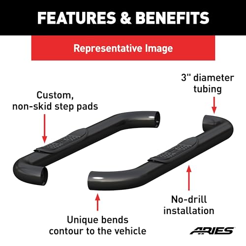 Barra Nerf redonda 3 pulg acero negro para Dodge Dakota miniatura 4