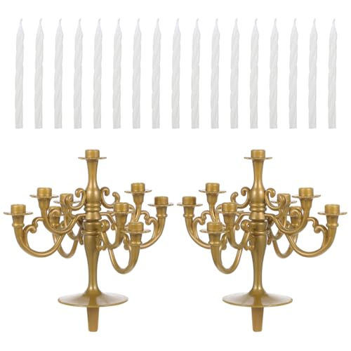 Reviews de Juegos de candelabros comprados en linea. 47 ABOOFAN 2 Juegos Sujetavelas, 7 Brazos Portavelas de Metal Soporte para Velas Candelabro de Estilo Europeo Candelabros de Boda Decoración para Hogar
