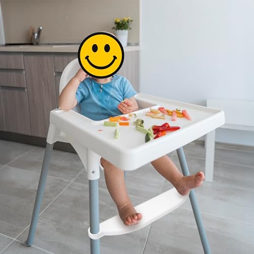 Hochstuhl Fußablage, 1 Set, in Weiß, kompatibel mit IKEA Antilop, Höhen-verstellbar mit Schellen Befestigung am Stuhlbein, Kinderhochstuhl Fußstütze, Sitzerhöhung Babyhochstuhl, Stuhl Kind Fussauflage