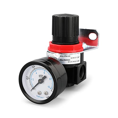 kobeIeen AR2000 G1/4 Thread Air Pressure Regulator Pneumatic Reducing with Gauge- Air-Source - Pressure Regulator