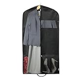 Reise-Kleidersack | Schwarzer Reißverschluss Schrank Aufbewahrungstasche mit Griffen – Anzug-Aufbewahrungstasche für Kleider, Outfits, Kleidung, Kleider, Jacken, Mäntel, für Geschäftsreisen