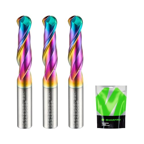 Image of 1 /4 Ball Nose CNC Router Bits 1 /4 Inch Shank, Carbide Ballnose Up Cut Router Bit with Coated, End Mill for Wood, Aluminum, Engraving (3PCS)