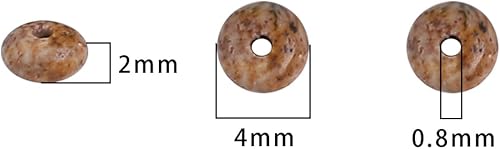 Miniatura 2 de Cuentas espaciadoras de jaspe marrón natural, cuentas sueltas de disco Rondelle, cuentas sueltas para hacer joyas, 0.157 in x 0.079 in, 15.0 in