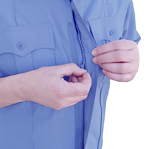 Image of First Class 100% Polyester Short & Long Sleeve Zippered Uniform Shirt 4 Pocket Hidden, Law Enforcement BDU Zipper Closure.
